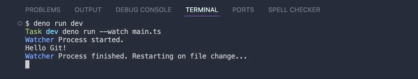 terminal running deno run dev